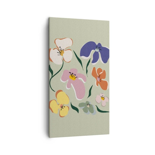 Canvastavla - Bild på duk - Penséer  - 45x80 cm