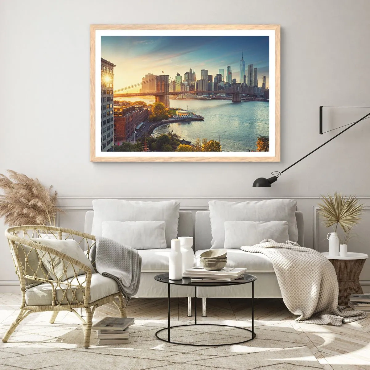 Affisch i ram av ljusek - Storstadsgryning - 70x50 cm