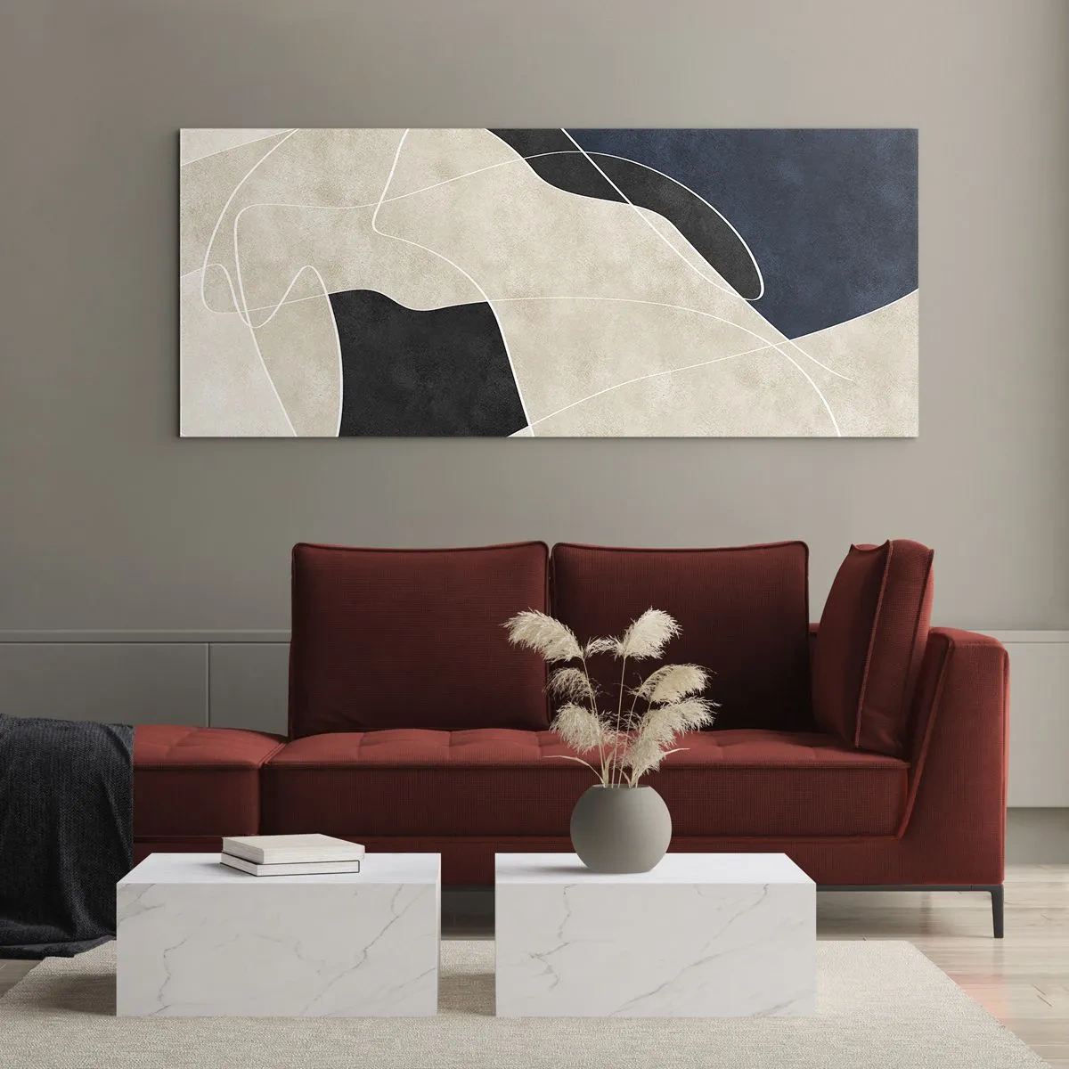 Glastavla - Bild på glas - Abstrakt komposition - färgkontrast - 120x50 cm