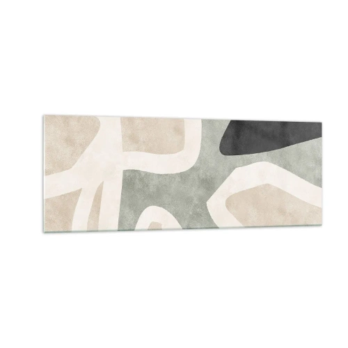 Glastavla - Bild på glas - Komposition med svart motiv - 140x50 cm