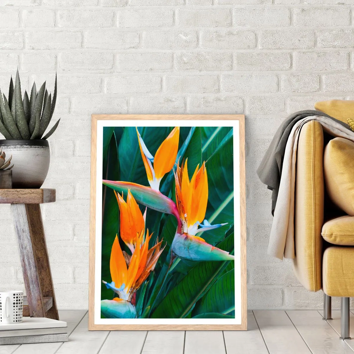 Affisch i ram av ljusek - Är det en blomma, eller en fågel? - 30x40 cm