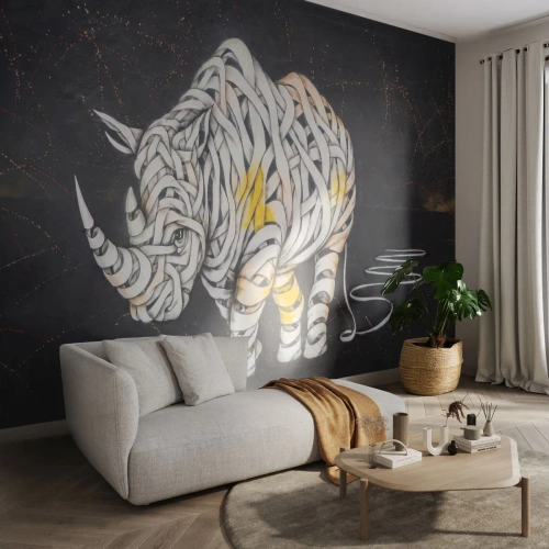 Fototapet Premium Sand - Grovhet är en myt - Abstraktion, Noshörning, Abstraktion - 400x280 cm