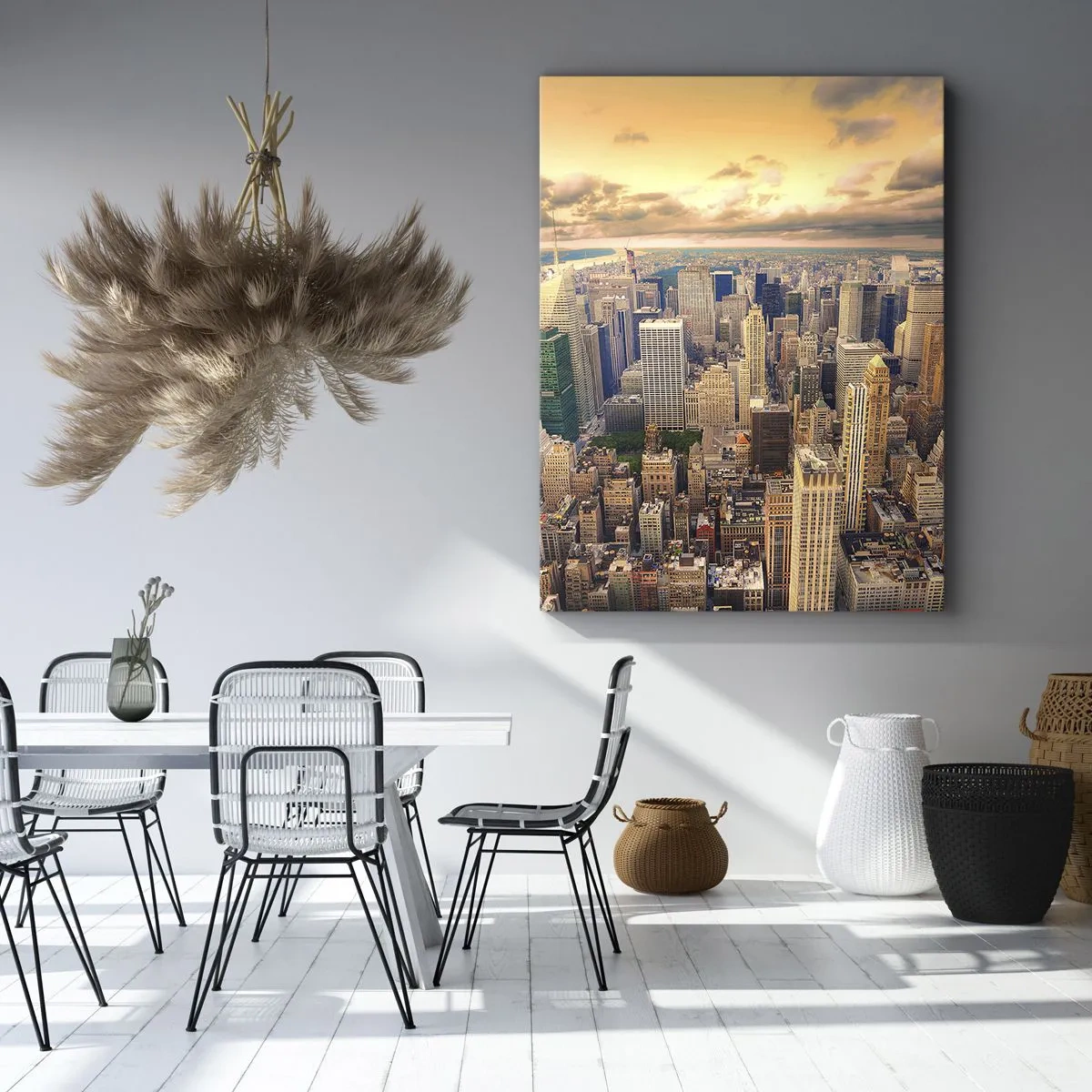 Canvastavla - Bild på duk - Förgylld metropolis - 65x120 cm
