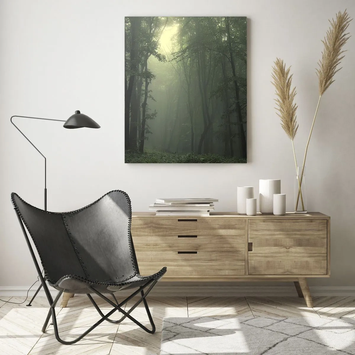 Glastavla - Bild på glas - Innan skogen vaknar - 50x70 cm