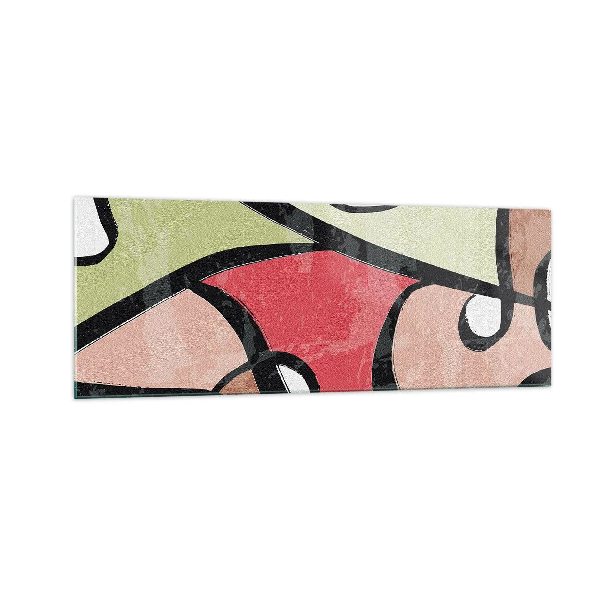 Glastavla - Bild på glas - Pirouetter bland färger - 140x50 cm