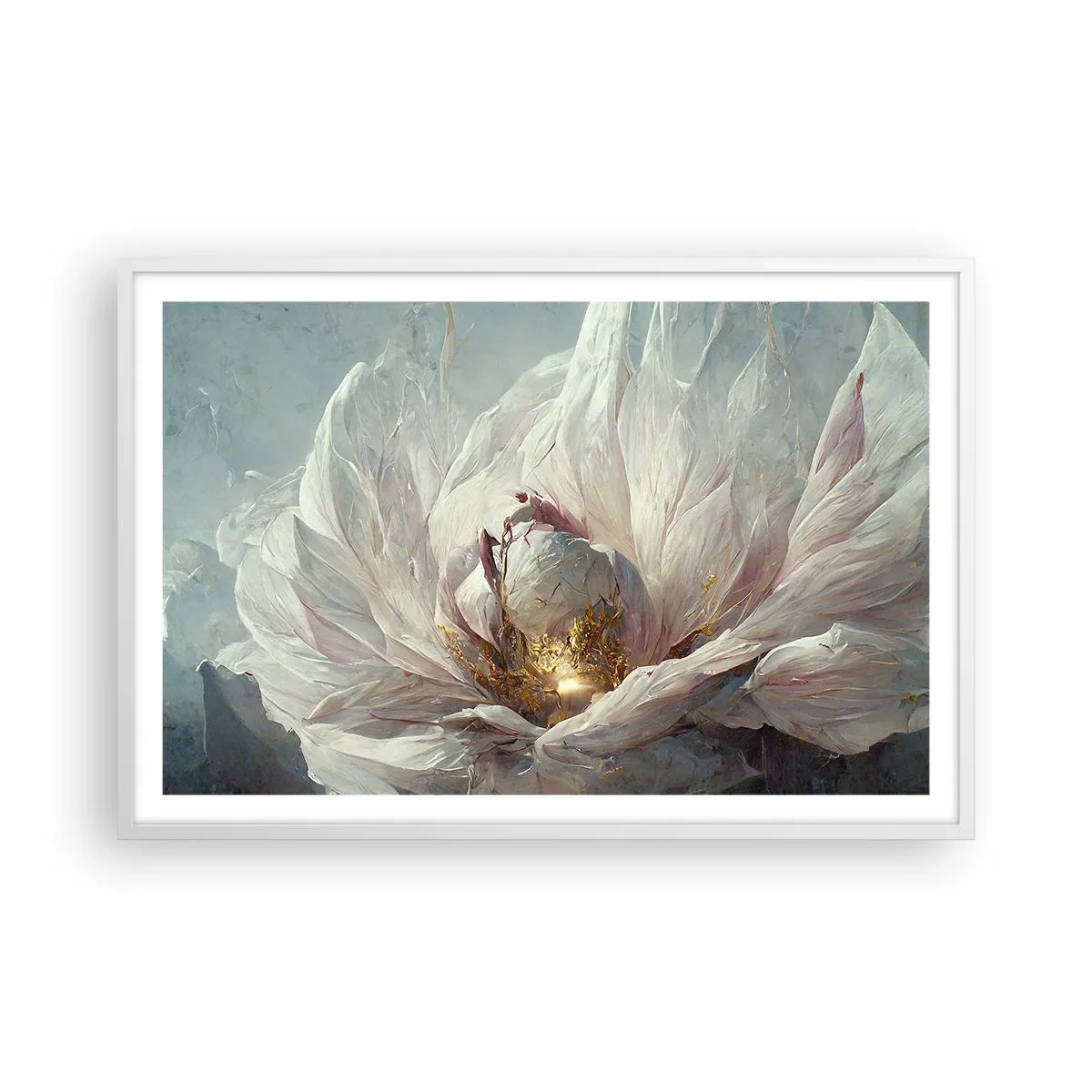 Affisch i vit ram - Blommar en gång på hundra år - 91x61 cm