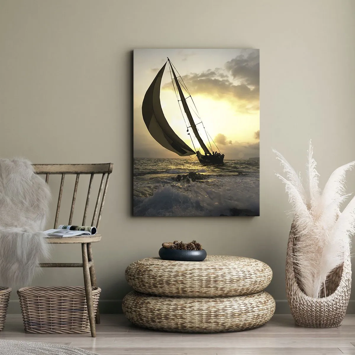 Canvastavla - Bild på duk - Med och mot vinden - 50x70 cm