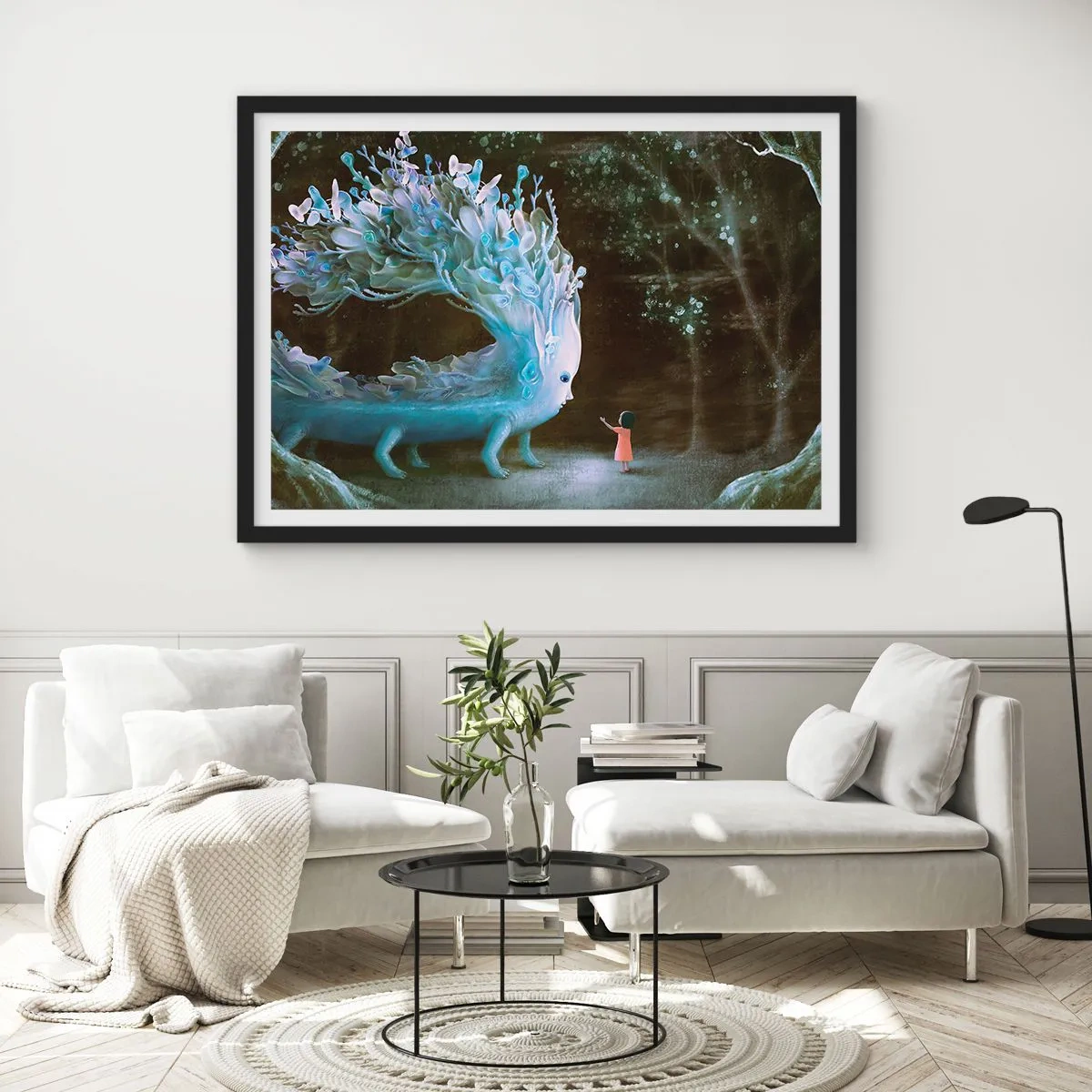 Affisch i svart ram - Fantastiskt möte - 91x61 cm