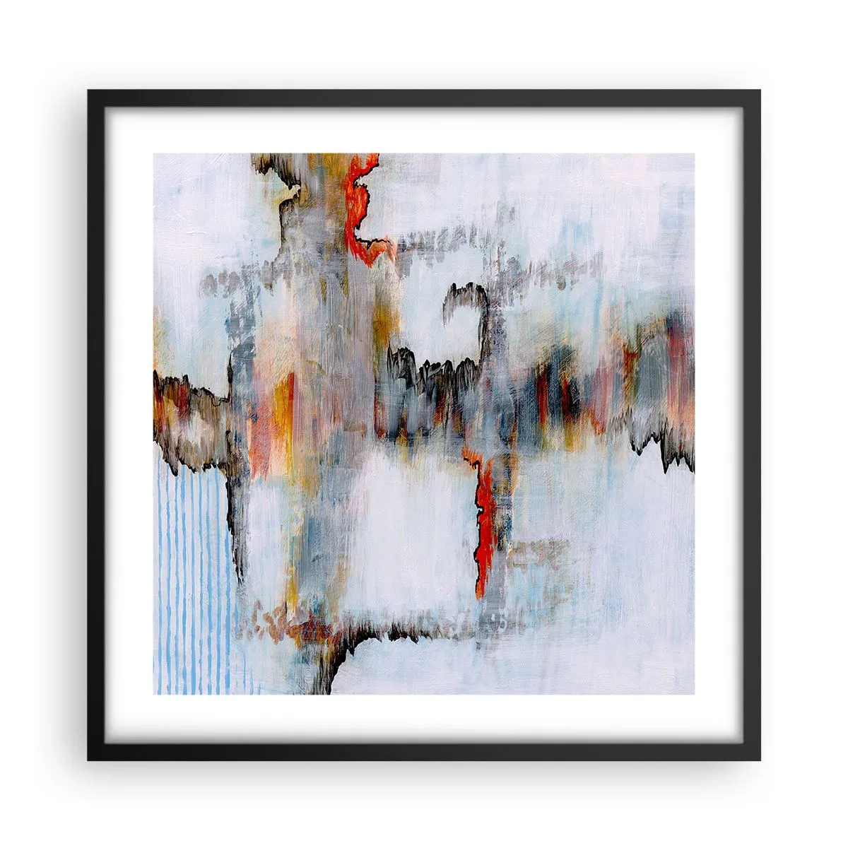 Affisch i svart ram - Med pinne på vatten - 50x50 cm