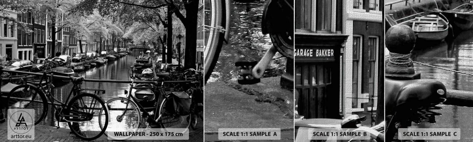 Provbit av fototapet Premium Canvas - Mycket holländsk vy - amsterdam, Cykel, Arkitektur - 100x30 cm