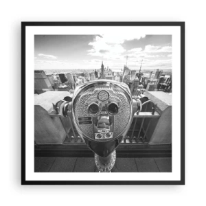 Affisch i svart ram - Stad över städerna - 60x60 cm