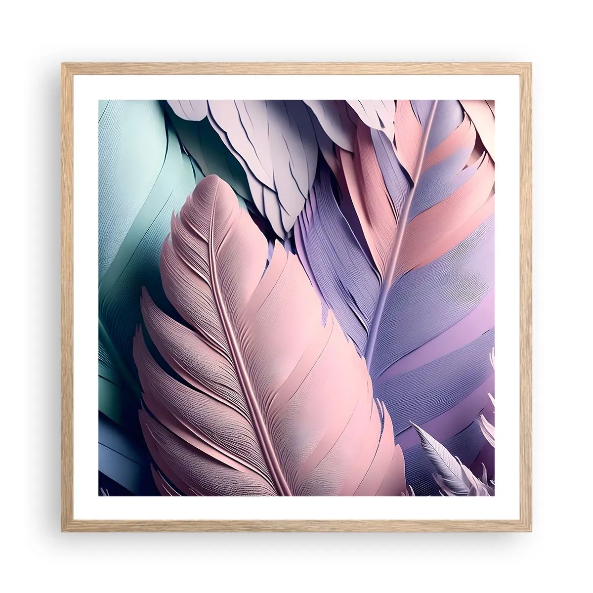 Affisch i ram av ljusek - Fågelstil - 60x60 cm