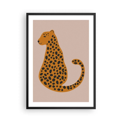 Affisch i svart ram - Minimalistisk gepard på beige bakgrund - 50x70cm - Pantermönster är inne - Modern väggdekoration för vardagsrum och sovrum ARTTOR