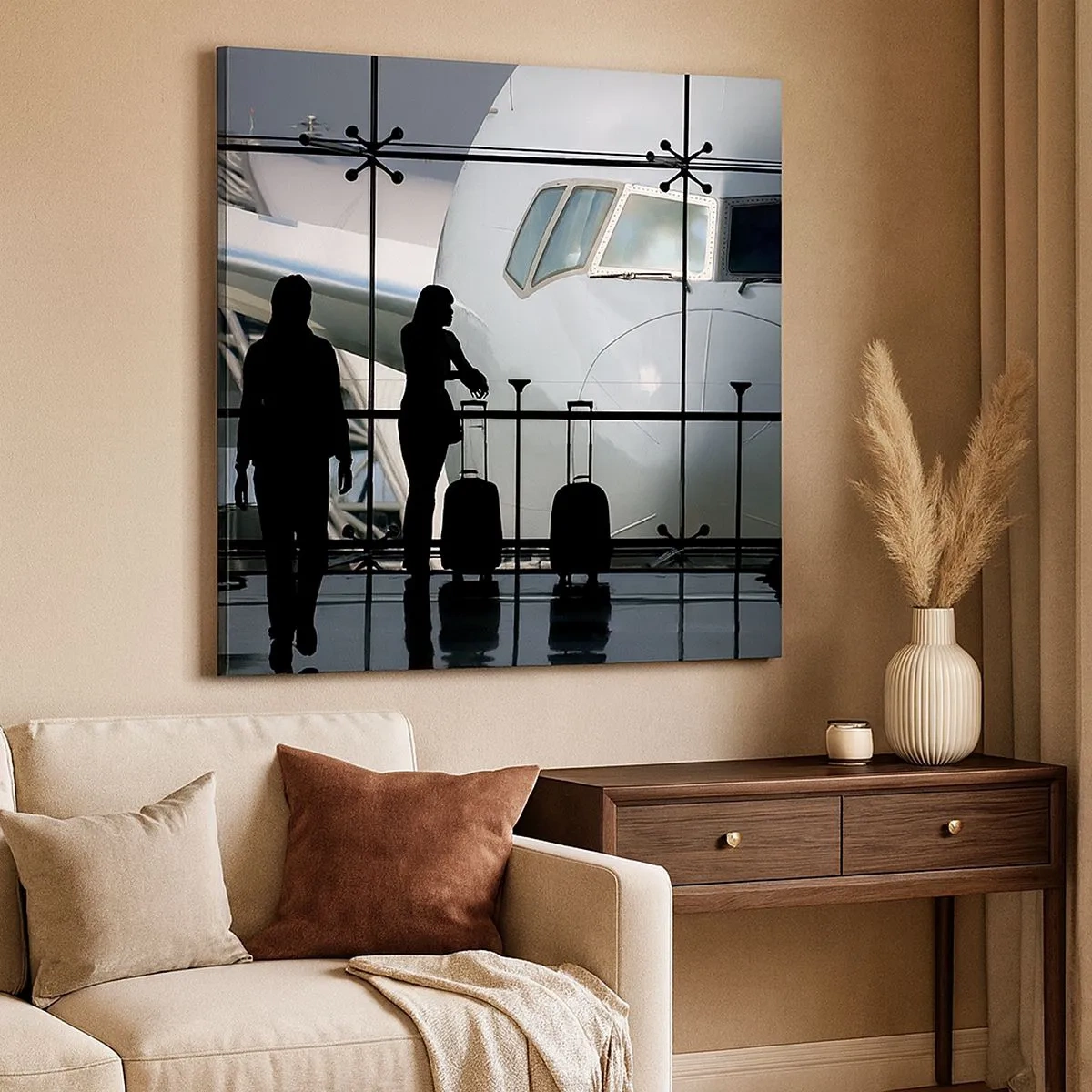 Canvastavla - Bild på duk - Vis a vis på flygplatsen - 30x30 cm