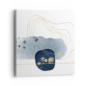 Canvastavla - Bild på duk - Blå-guld fantasi - 30x30 cm