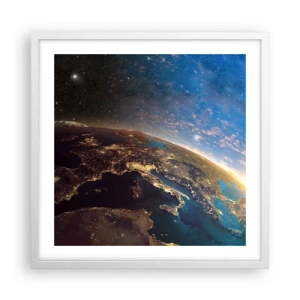 Affisch i vit ram - Låt oss titta på varandra på avstånd - 50x50 cm