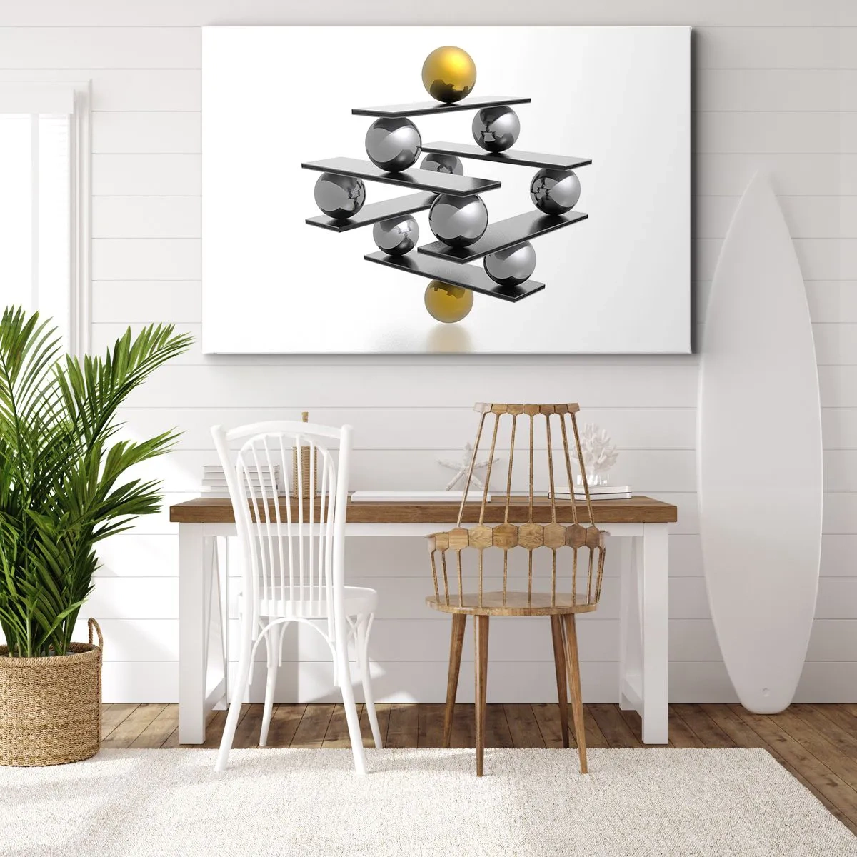 Canvastavla - Bild på duk - Guld-silver balans - 120x80 cm