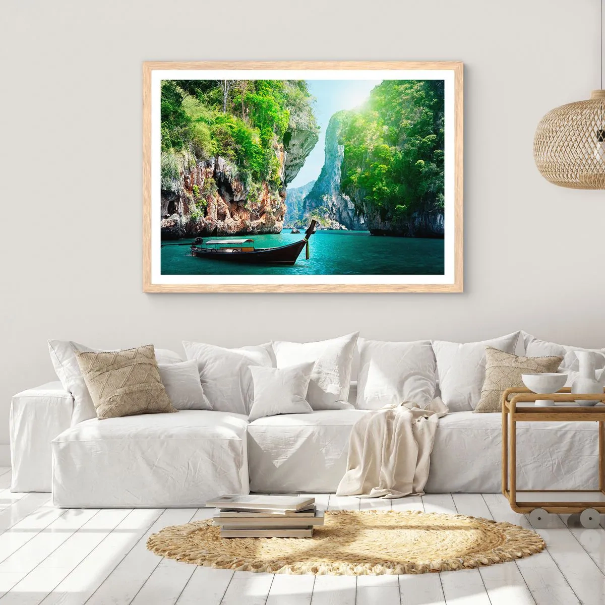 Affisch i ram av ljusek - Inbjudan till exotisk resa - 50x40 cm