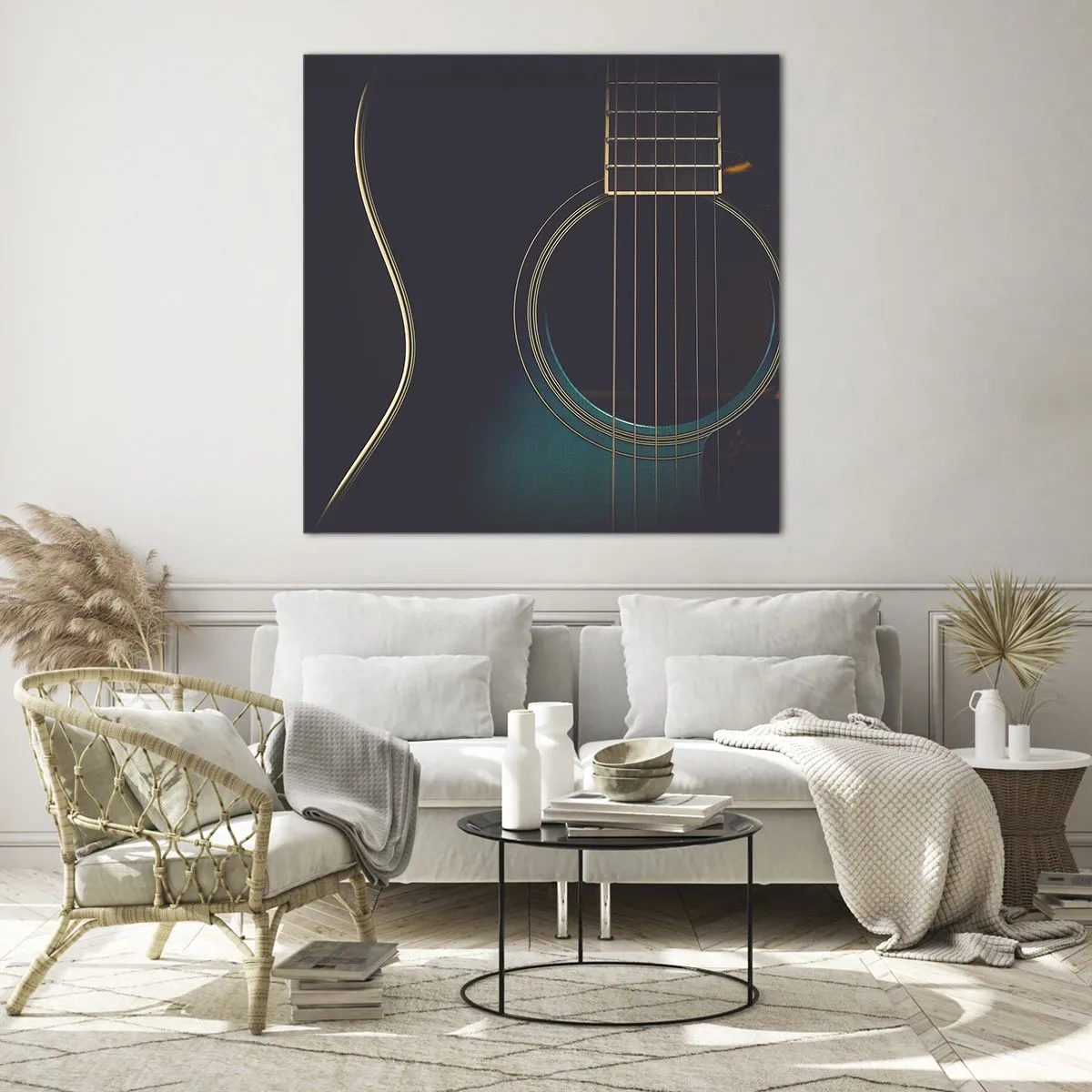 Glastavla - Bild på glas - Ett ögonblick innan det ljuder - 60x60 cm