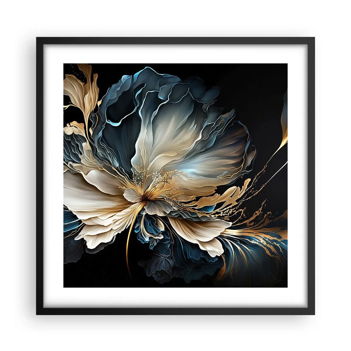 Affisch i svart ram - Sagolik ormbunksblomma - 50x50 cm