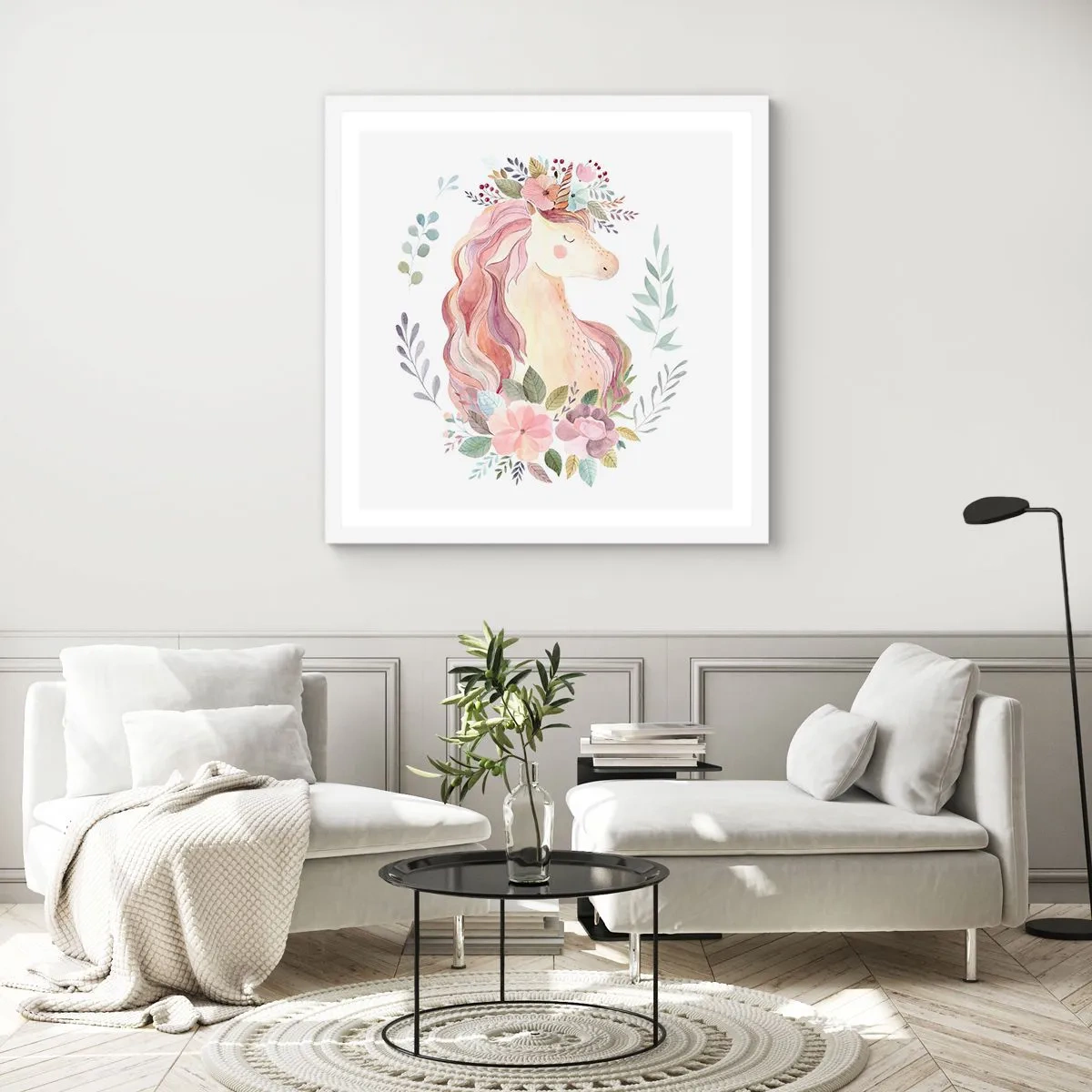 Affisch i vit ram - En inbjudan till sagornas värld - 50x50 cm