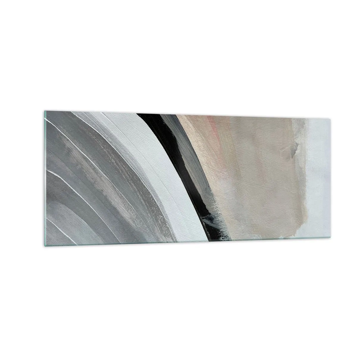 Glastavla - Bild på glas - Komposition: en båge av svart och grått - 100x40 cm
