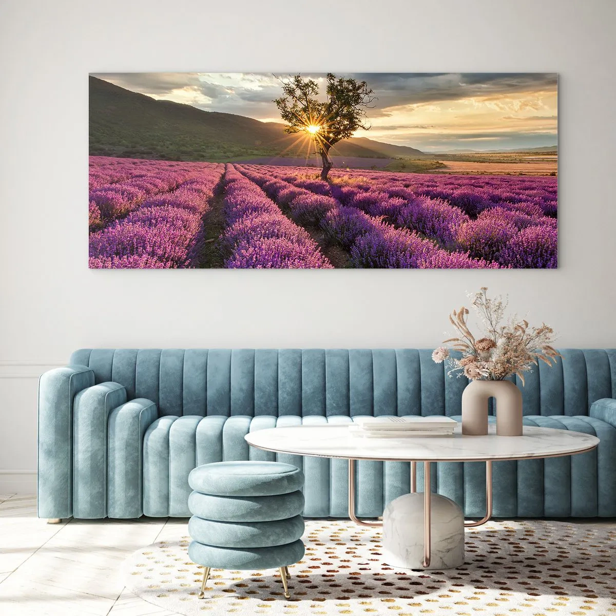 Glastavla - Bild på glas - Arom i lila färg - 100x40 cm