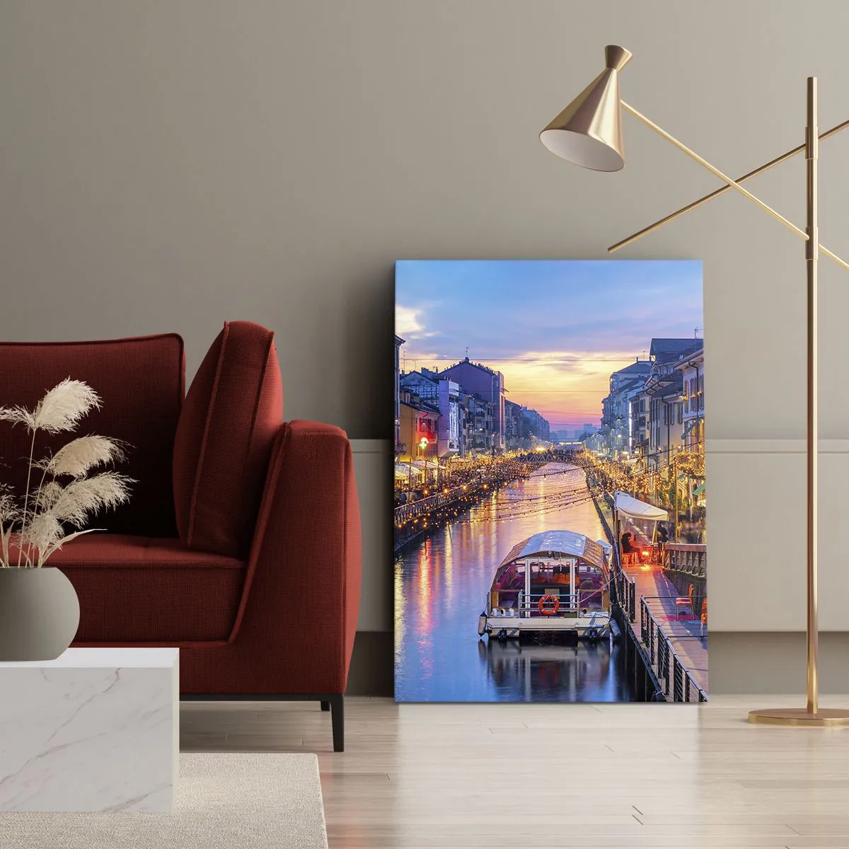 Canvastavla - Bild på duk - Ljusets och nöjets kväll - 50x70 cm