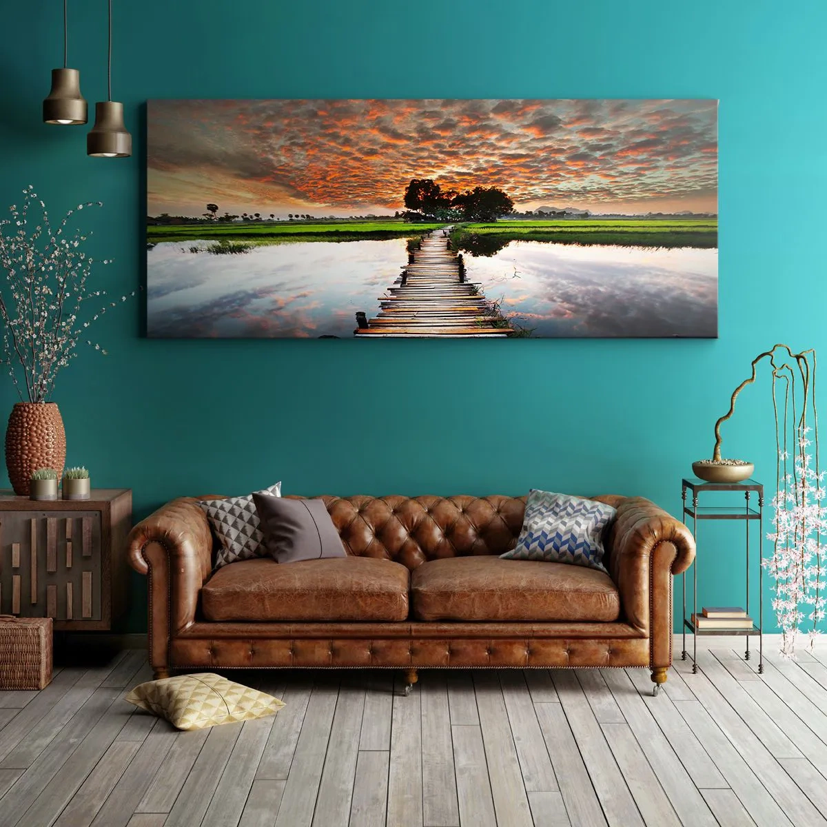 Canvastavla - Bild på duk - Fäll ut armarna - andas  - 100x40 cm