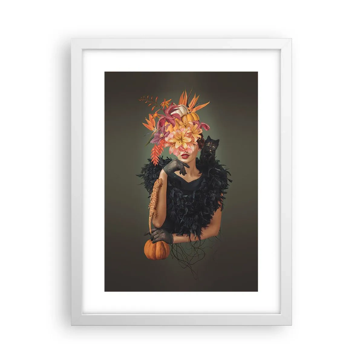 Affisch i vit ram - Häxans troll - 30x40 cm