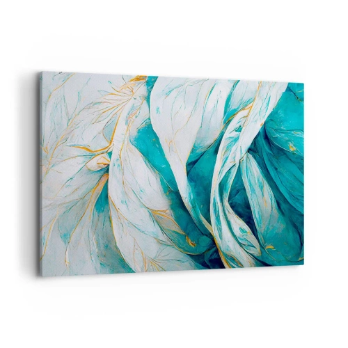 Canvastavla - Bild på duk - Blå abstraktion med guldmotiv - 100x70 cm