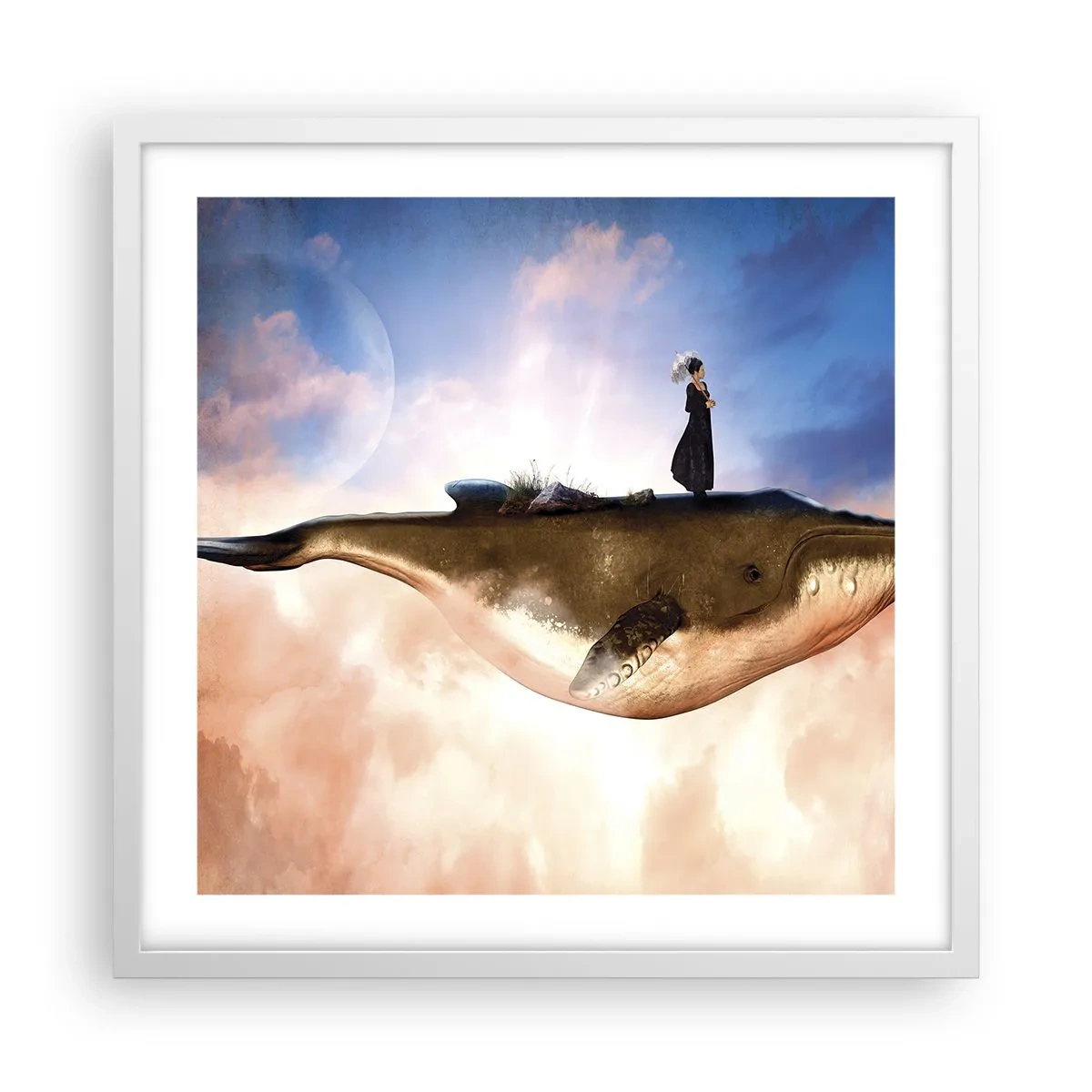 Affisch i vit ram - Överrealistisk resa - 50x50 cm