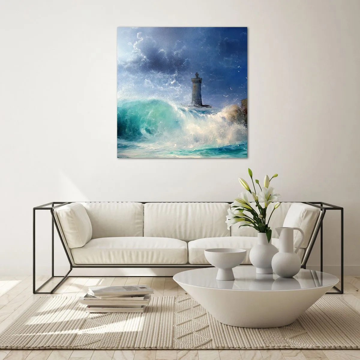 Glastavla - Bild på glas - På vakt mot elementen - 50x50 cm