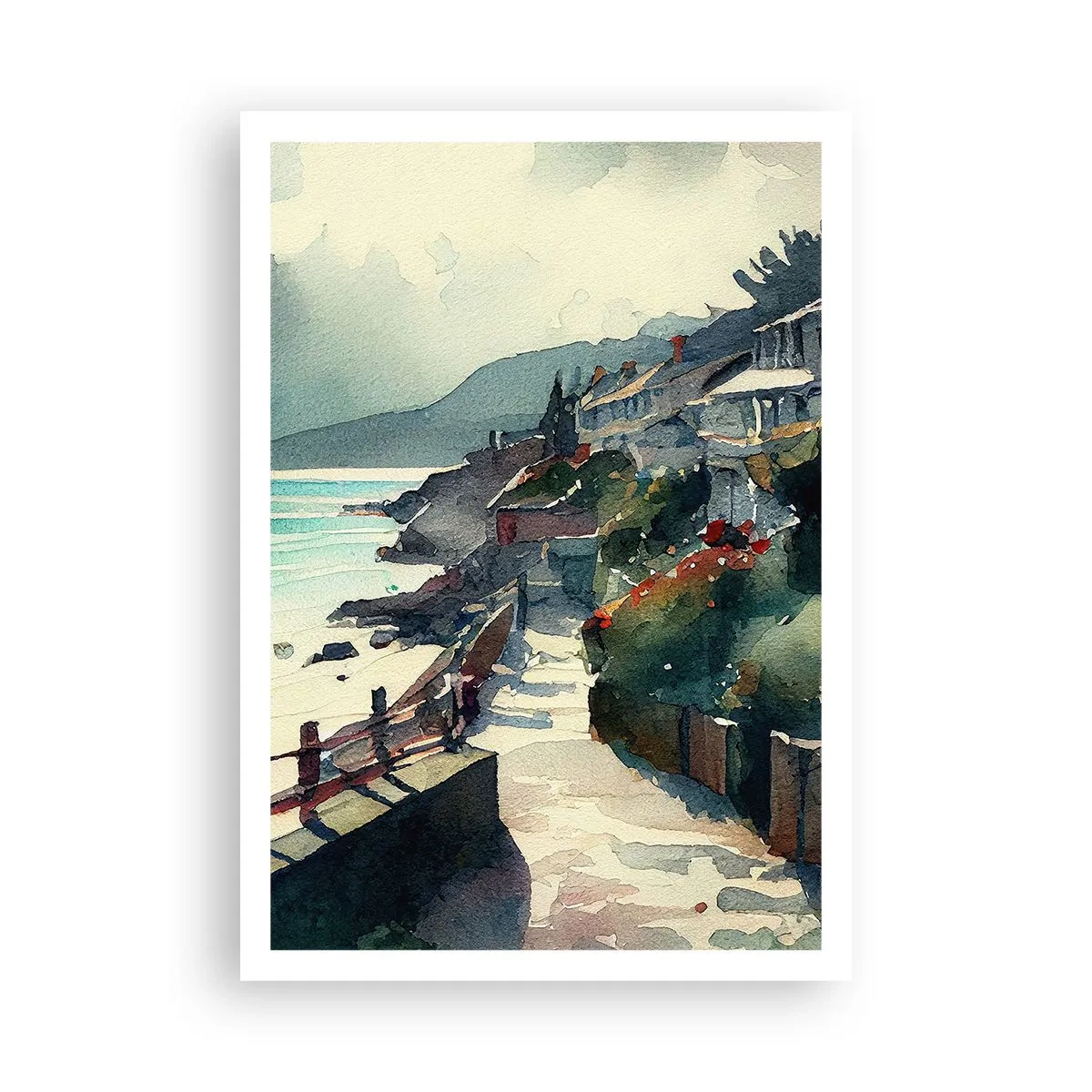 Affisch - Medelhavsstad - 70x100 cm