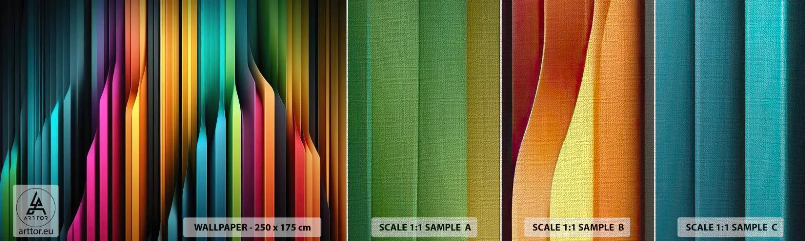 Provbit av fototapet Premium Canvas - Lysande orgel - Färgrik, Rader, Abstraktion - 100x30 cm