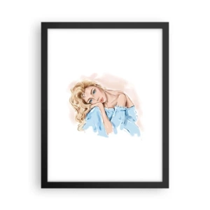 Affisch i svart ram - Drömmande i blått - 30x40 cm