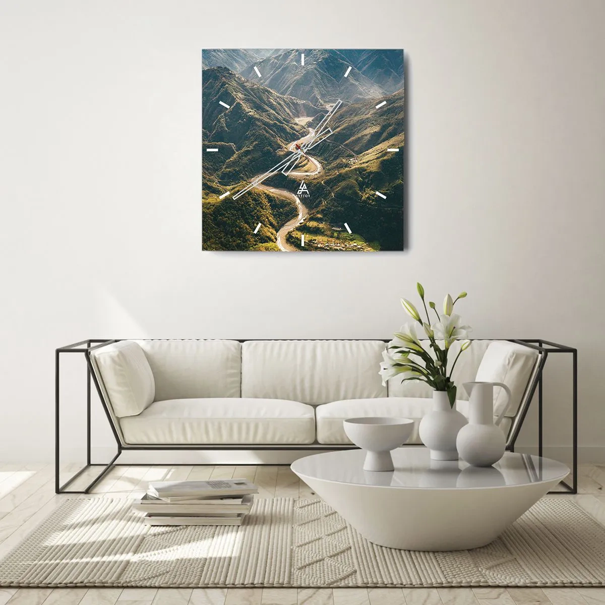 Väggklocka - Klocka på glas - Direkt från fjällens hjärta - 40x40 cm