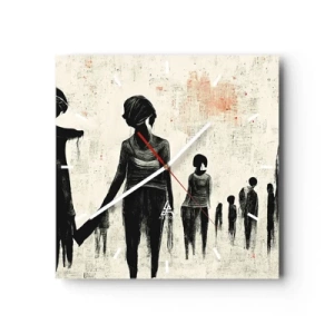 Väggklocka - Klocka på glas - Mot ensamhet - 40x40 cm