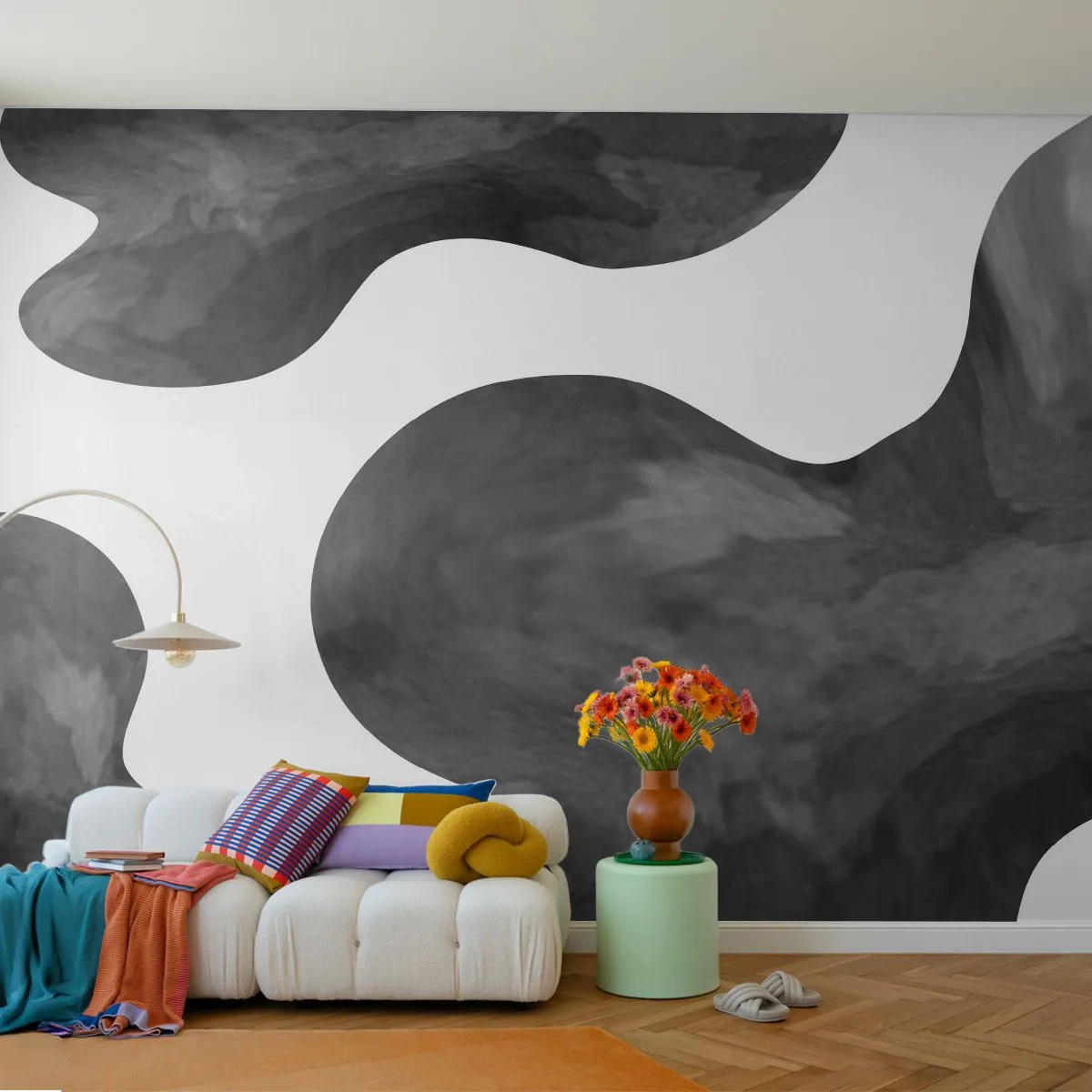 Fototapet Premium Canvas - Mjölkvägen - Abstraktion, Bit, Svartvitt - 300x210 cm