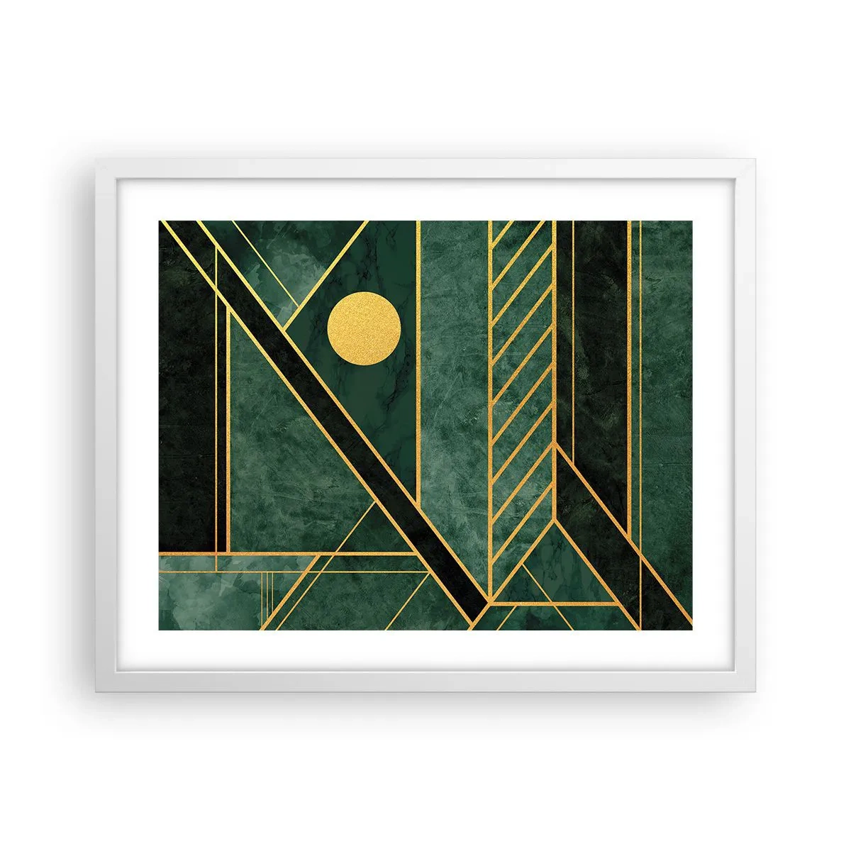 Affisch i vit ram - Dynamik av guld och azurblå - 50x40 cm