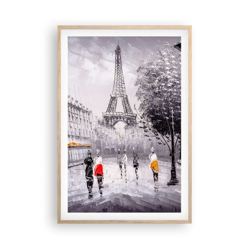 Affisch i ram av ljusek - Promenad i Paris - 61x91 cm