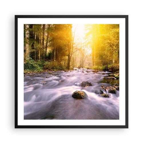 Affisch i svart ram - Malakit i silver-guld infattning - 60x60 cm