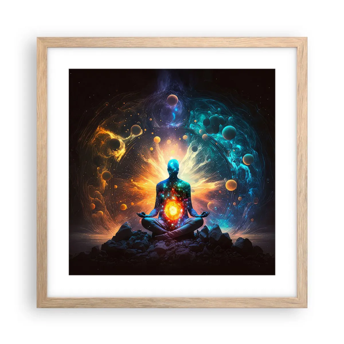 Affisch i ram av ljusek - Kosmisk stillhet - 40x40 cm