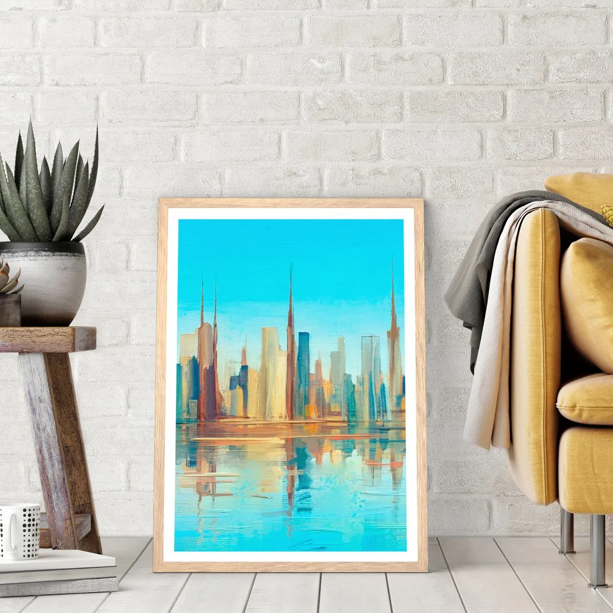 Affisch i ram av ljusek - Solig metropol - 70x100 cm