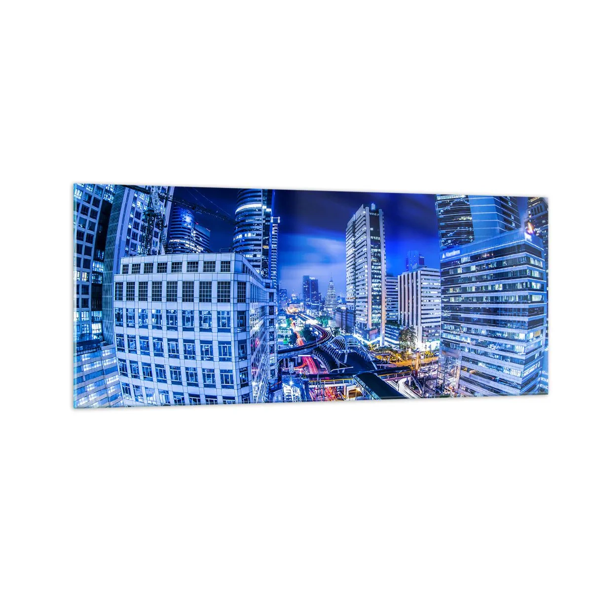 Glastavla - Bild på glas - Stadens nattrytmer - 100x40 cm
