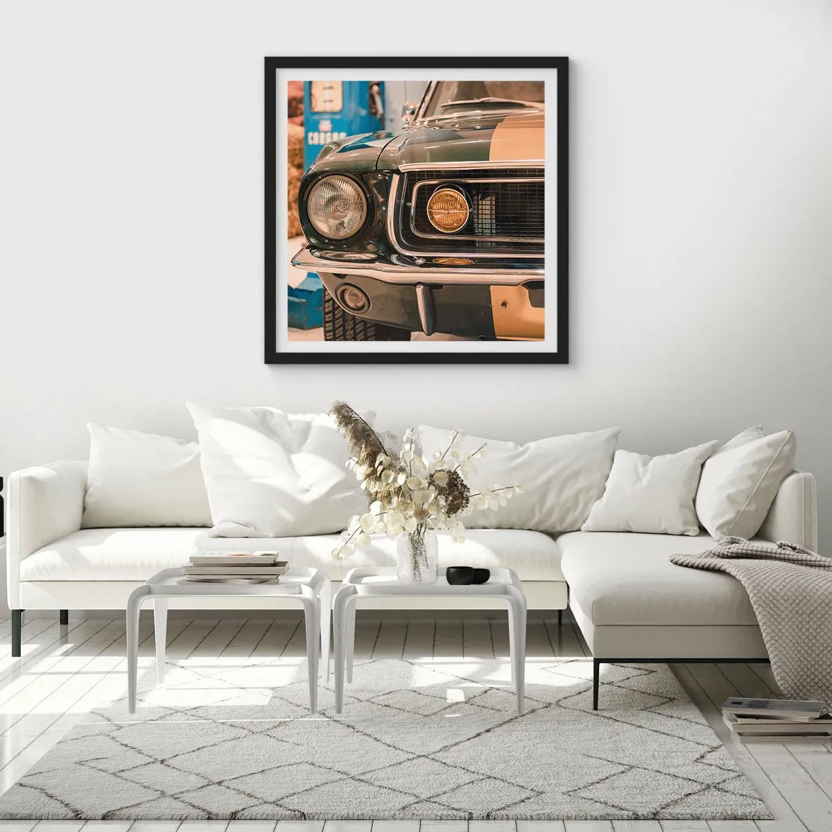 Affisch i svart ram - Ett möte med legenden - 40x40 cm