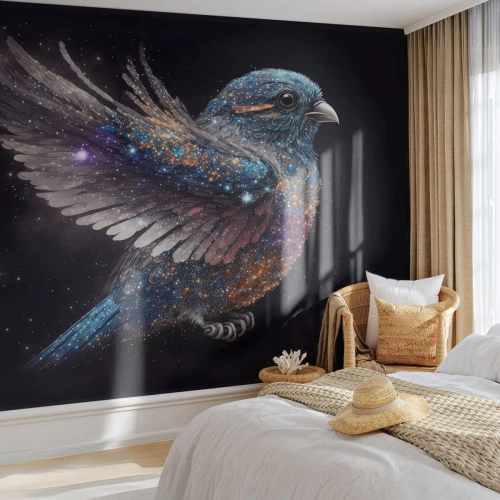 Fototapet Premium Sand - Diamant sparv - Fågel, Magi, Kosmos - 100x70 cm