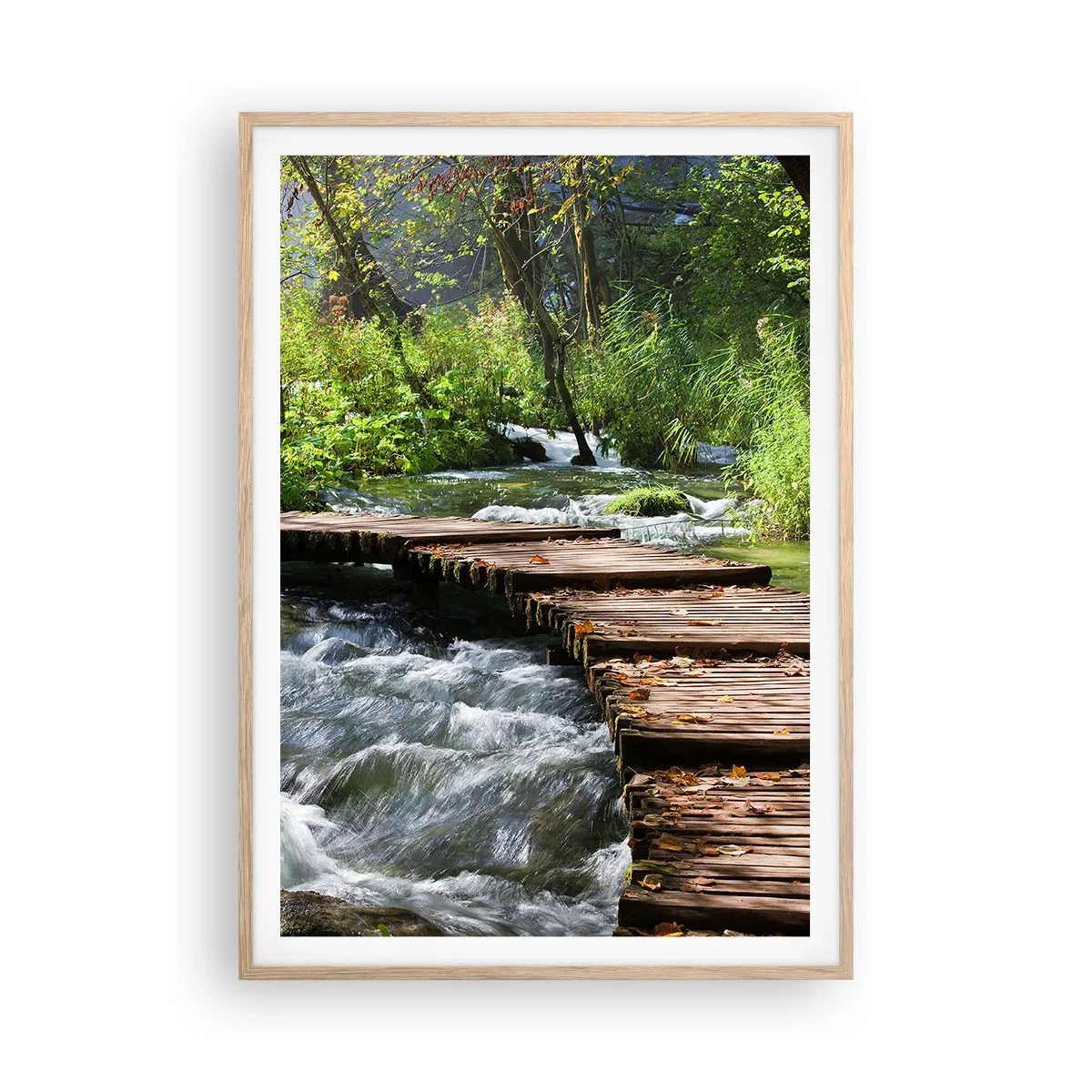 Affisch i ram av ljusek - Över skummande kaskad - 70x100 cm