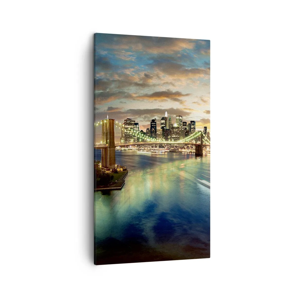 Canvastavla - Bild på duk - En ljus kväll över Manhattan. - 45x80 cm