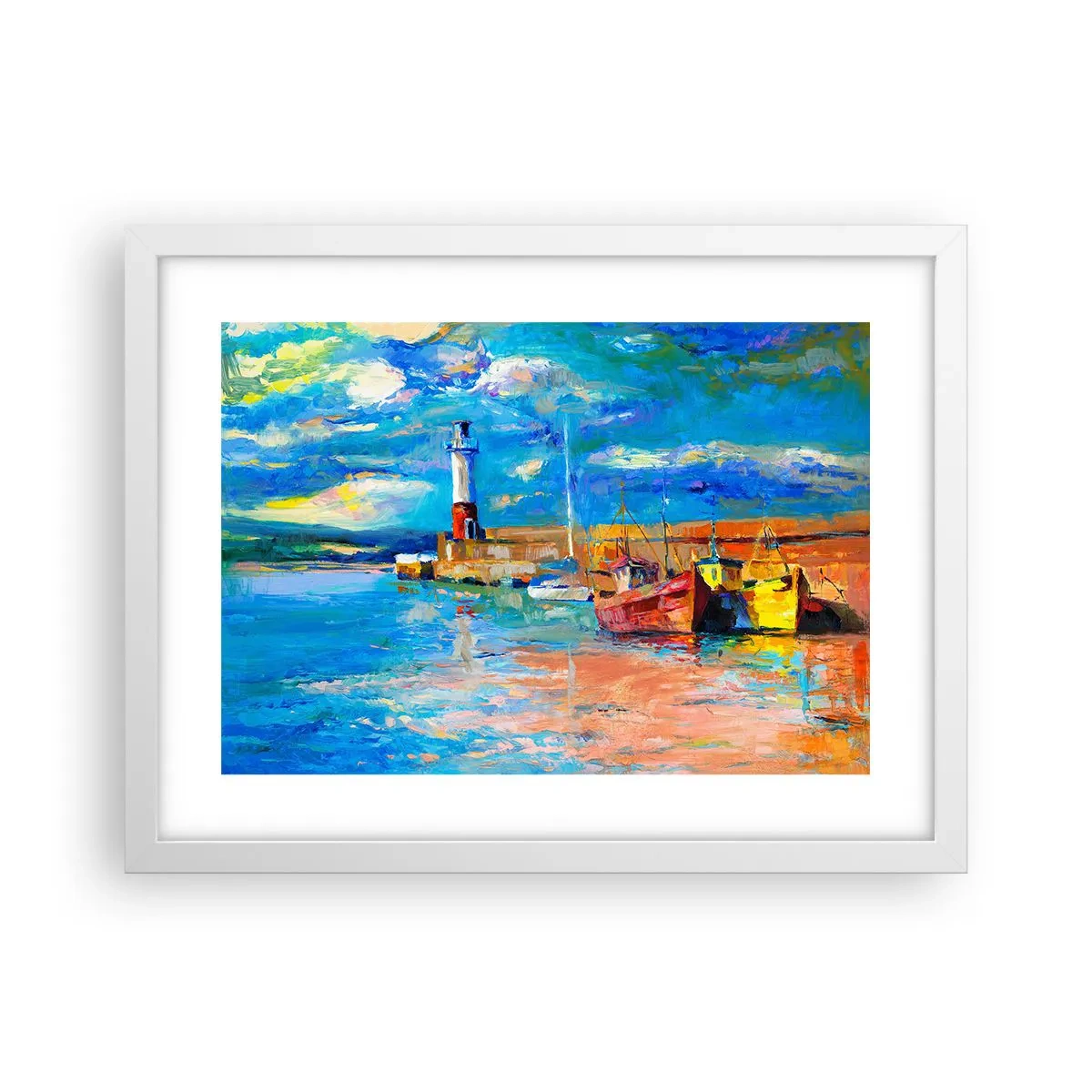 Affisch i vit ram - Eftermiddag i regnbågsviken - 40x30 cm